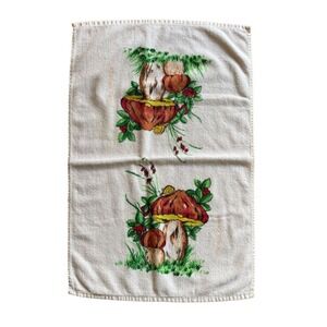 Vintage F W Woolworth Mushroom Hand Towel Brown 15x24"